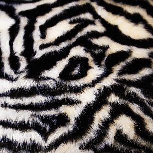 Искусственный мех на трикотажной основе, цвет - Чёрно-белый