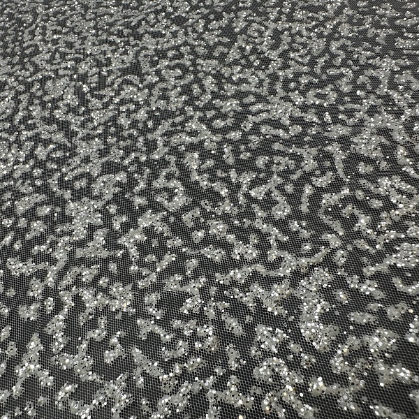 Полиэстер плательный, цвет - Тёплый Белый / Серебро