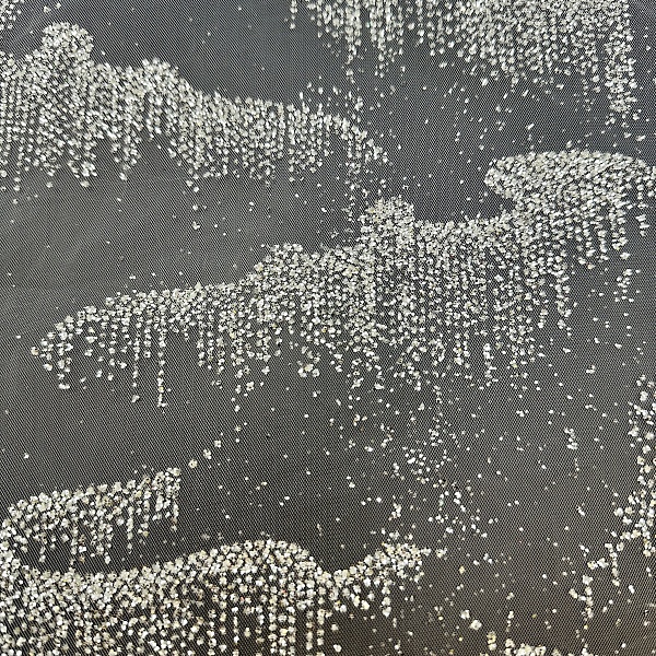 Полиэстер плательный, цвет - Тёплый Белый / Серебро