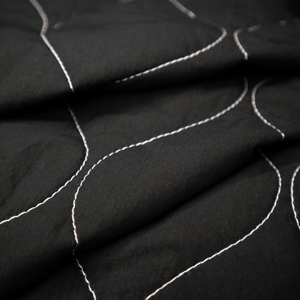 Курточная стёганая ткань с синтепоном, цвет - Чёрный