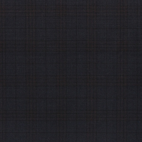 Ткань костюмная, цвет - Тёмно-синий в коричневую клетку
