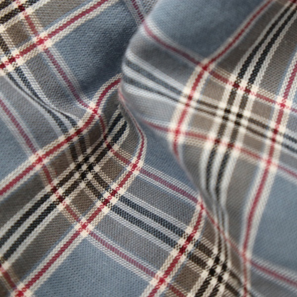 Рубашечная ткань в клетку, цвет - Синий