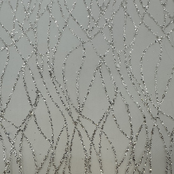 Полиэстер плательный, цвет - Тёплый Белый / Серебро