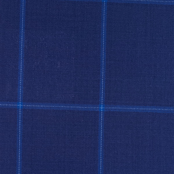 Шерсть костюмная, цвет - Синий в клетку
