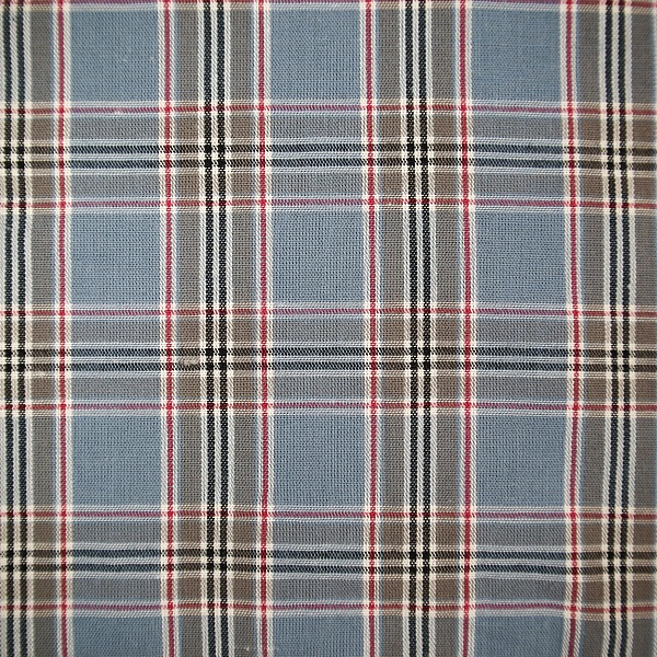 Рубашечная ткань в клетку, цвет - Синий