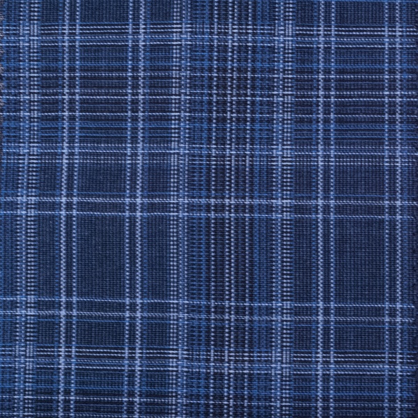 Шерсть костюмная, цвет - Синий в клетку