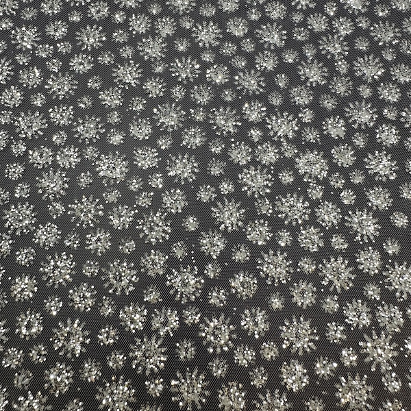 Полиэстер плательный, цвет - Тёплый Белый / Серебро