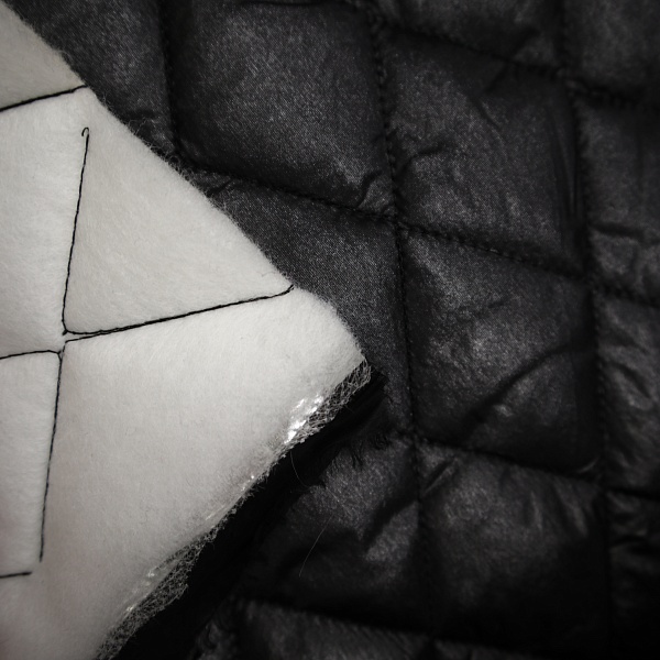 Курточная стёганая ткань с синтепоном, цвет - Чёрный