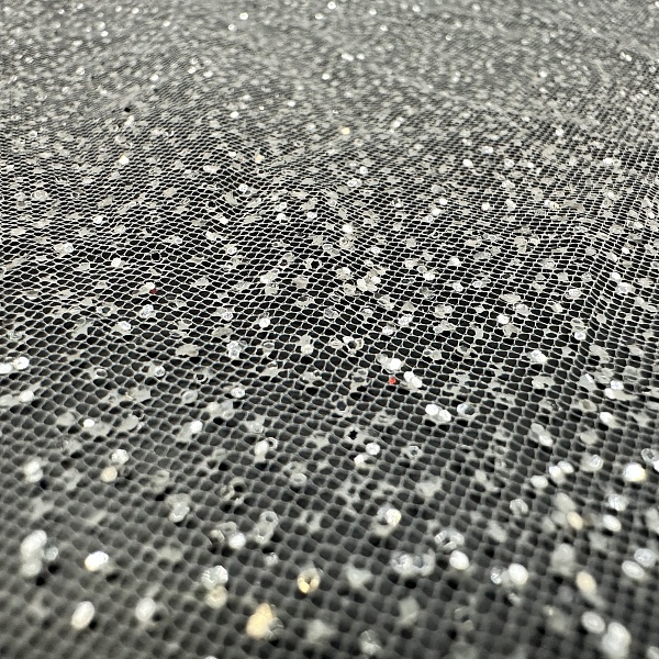 Полиэстер плательный, цвет - Тёплый Белый / Серебро