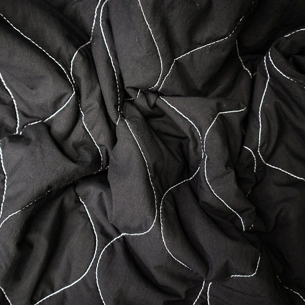 Курточная стёганая ткань с синтепоном, цвет - Чёрный