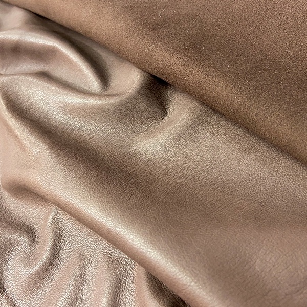 Натуральная замша овчины двусторонняя, одёжная, цвет - Коричневый