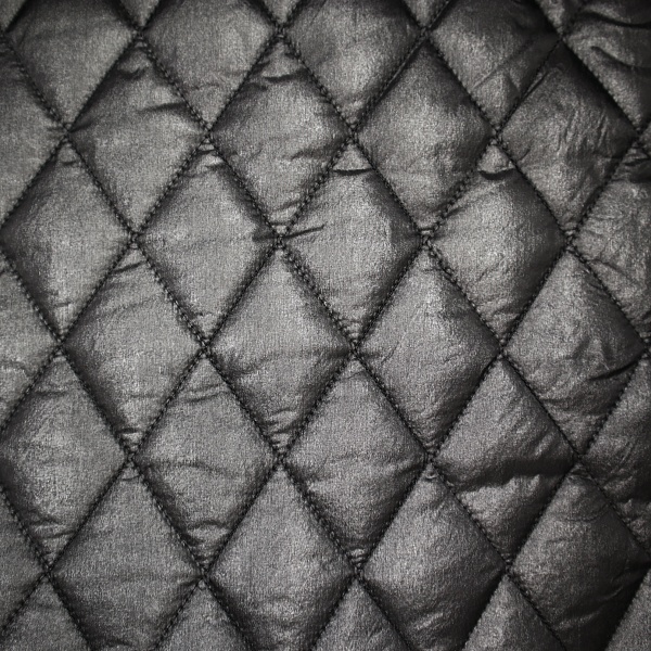 Курточная стёганая ткань с синтепоном, цвет - Чёрный