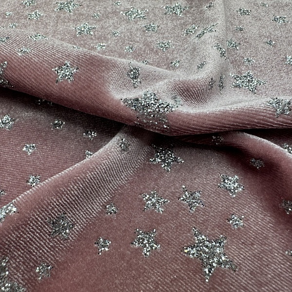 Мягкий элластичный Велюр с глиттером плательный, цвет - Мультиколор