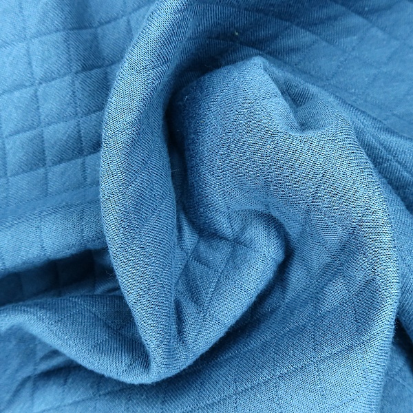 Трикотаж жаккард, 30/600/30 карде, дабл, цвет - Синий