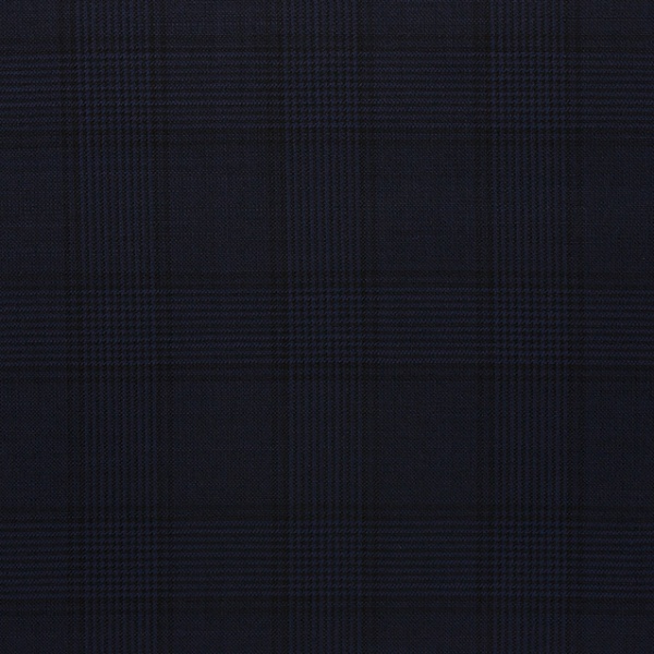 Ткань костюмная, цвет - Синий в чёрную клетку