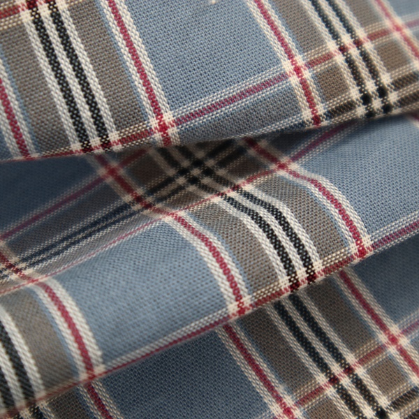 Рубашечная ткань в клетку, цвет - Синий