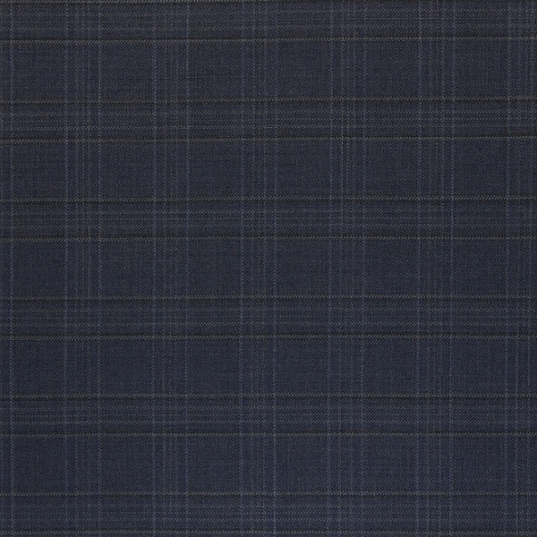 Ткань костюмная, цвет - Синий в светло-синюю клетку