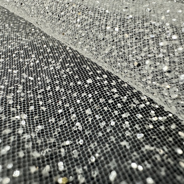 Полиэстер плательный, цвет - Тёплый Белый / Серебро