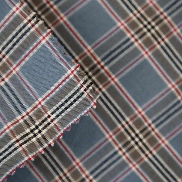 Рубашечная ткань в клетку, цвет - Синий